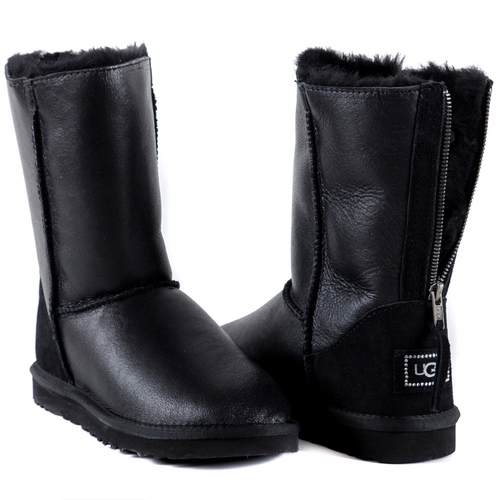 UGG Classic Short Zip Metallic Black