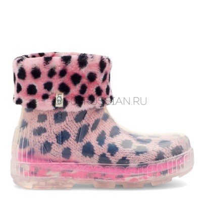 Drizlita Clear Boot Pink Scallop Cheetah